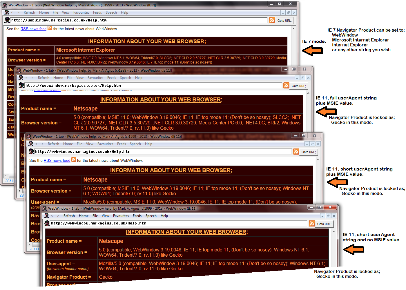  WebWindow 3.19.0046 userAgent values. 
 Click to enlarge. 